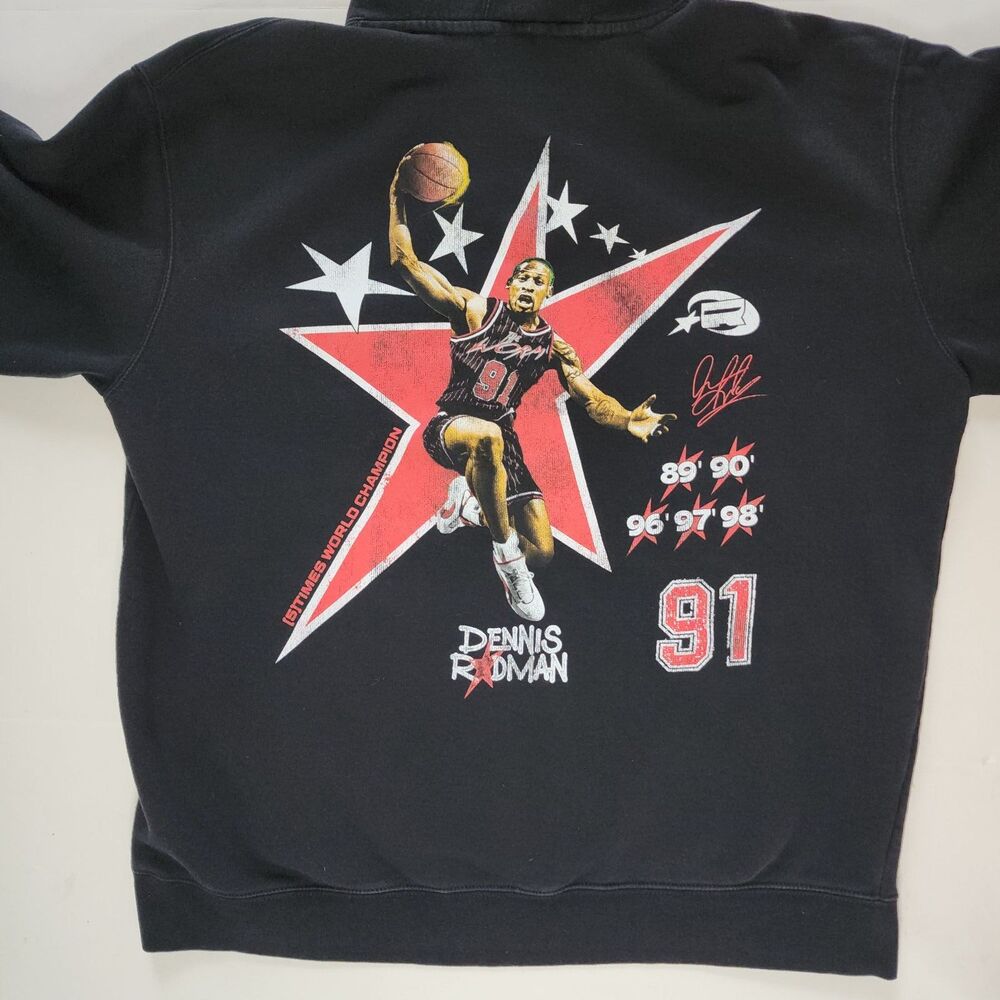 Rodman Apparel Dennis Rodman Basketball Black Hoodie Sweatshirt Sz 2XL - Picture 2 of 7